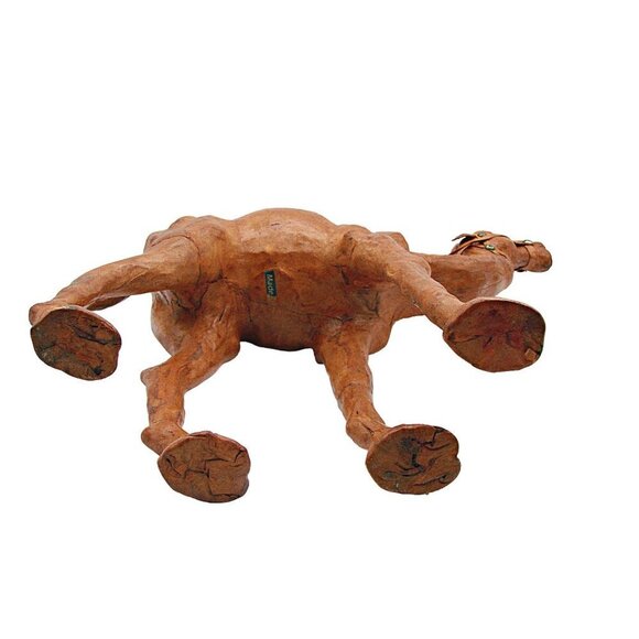 Leather Wrapped Camel Figurine 14" Dromedary Statue 1970s Vintage Brown Detailed - Picture 6 of 12